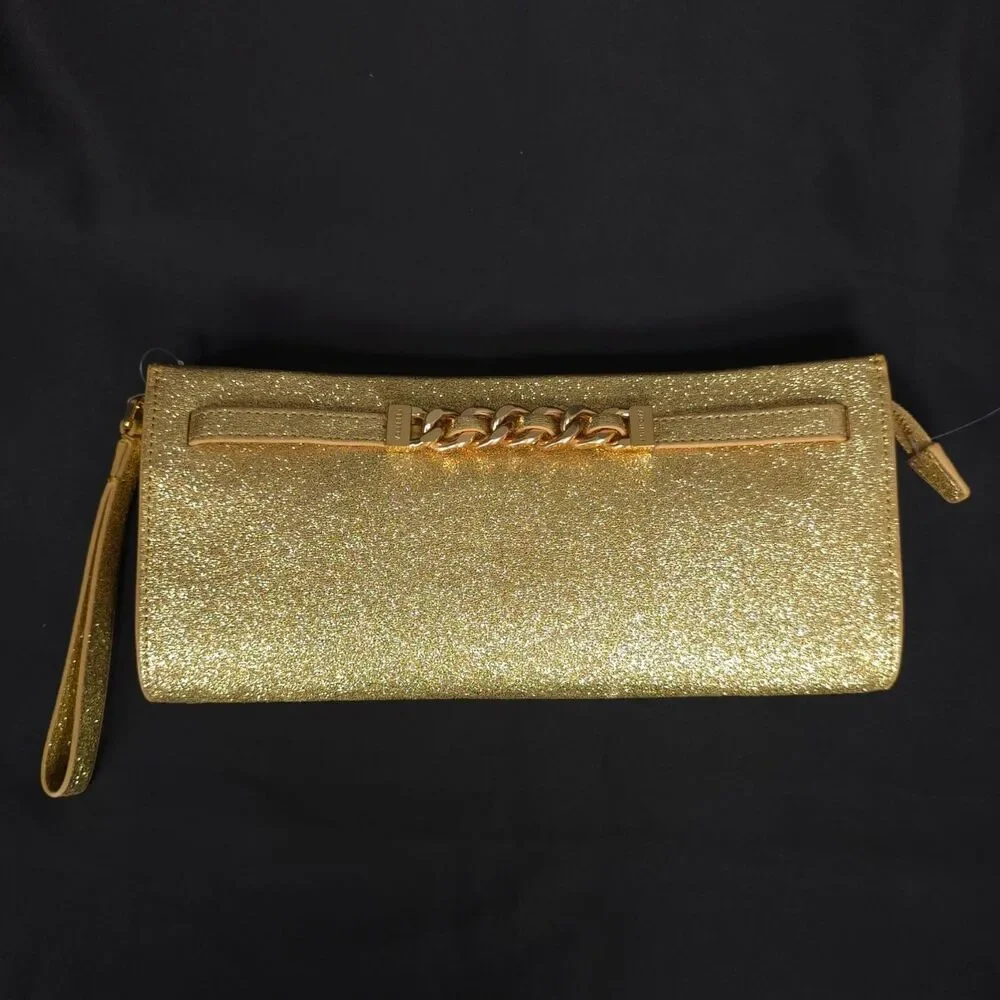 REBECCA MINKOFF Womens New Wristlet Bag Curb Link Clutch Gold HF24TGFCLT